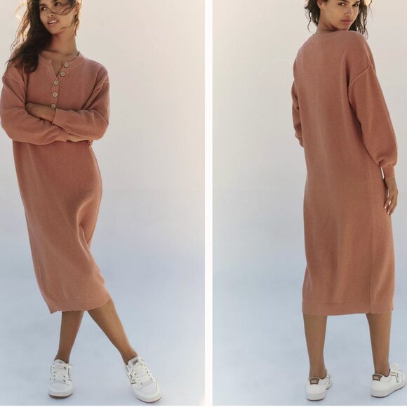 Free People FP Beach Hailee Sweater Midi Dress NWT Small Aged Terracotta Cotton - Picture 3 of 16